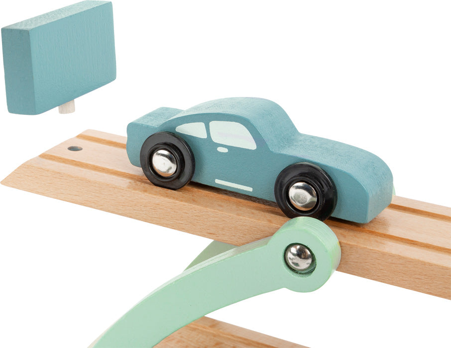 Autotransporter, houten speelgoed, educatief speelgoed, open spel, fijne motoriek, motorische ontwikkeling