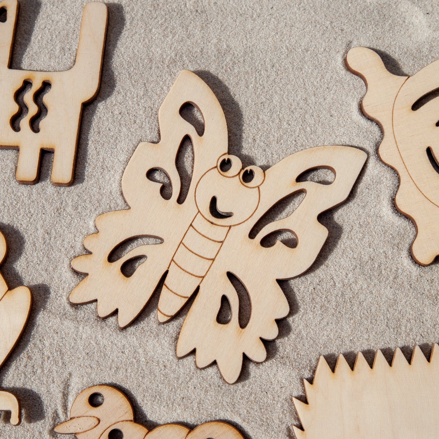 Houten zandvormen - Dieren set van 6