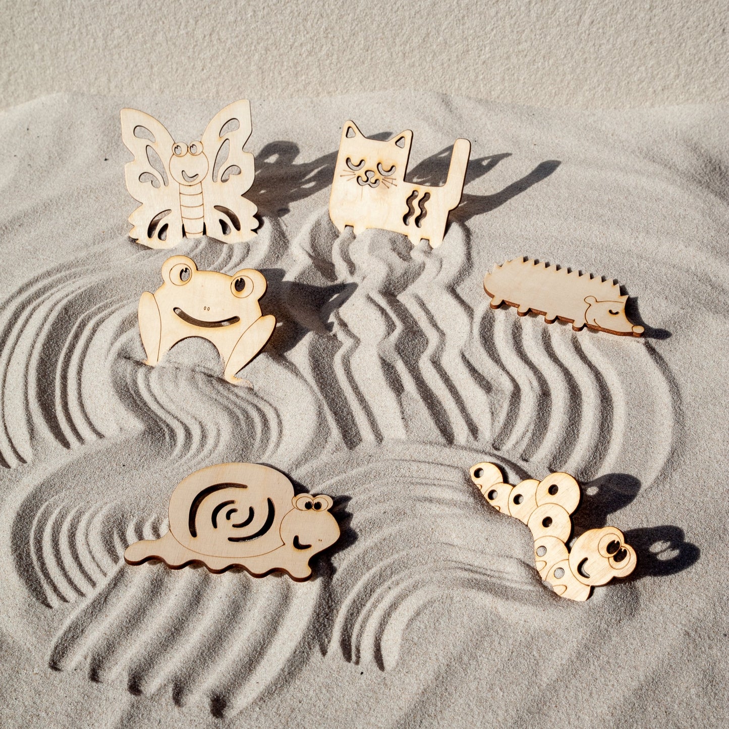 Houten zandvormen - Dieren set van 6