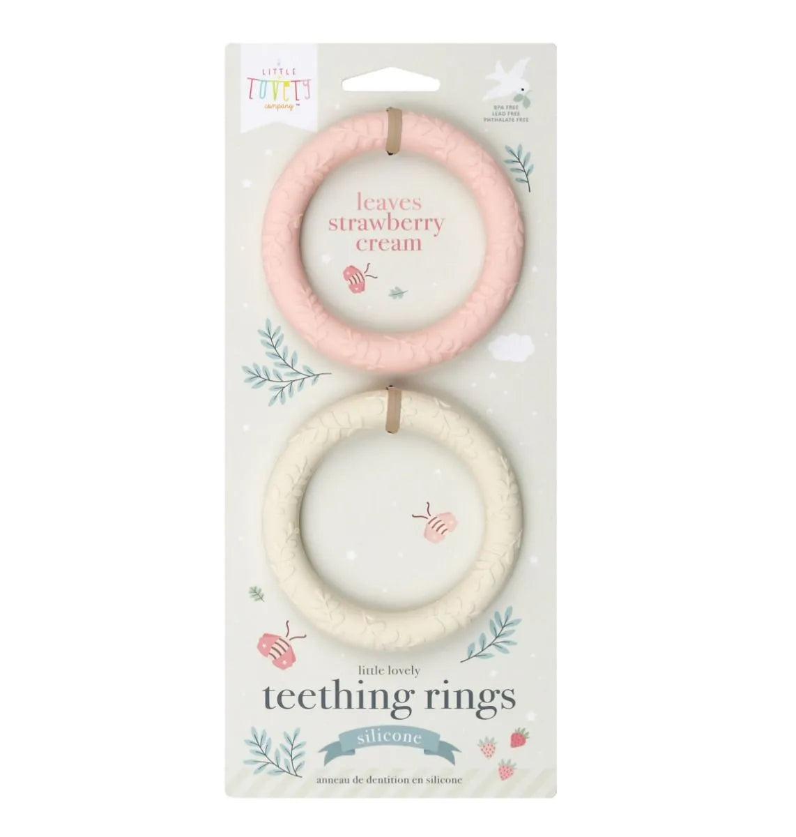 Siliconen bijtringen: Leaves - Strawberry Cream