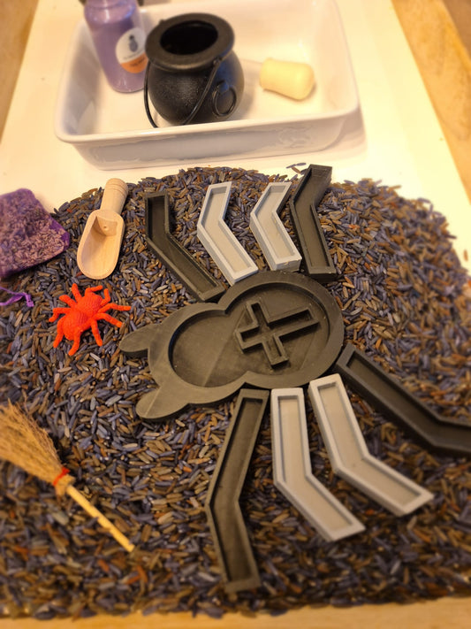 HALLOWEEN SPIDER - Ready to play sensorybox / Kant-en-klaar Griezelplezier