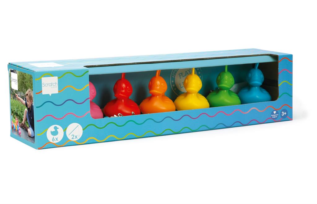 Set van 6 regenboog eendjes